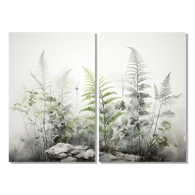 Ferns Silver Whispers I - Large Ferns Wall Art Set Of 2