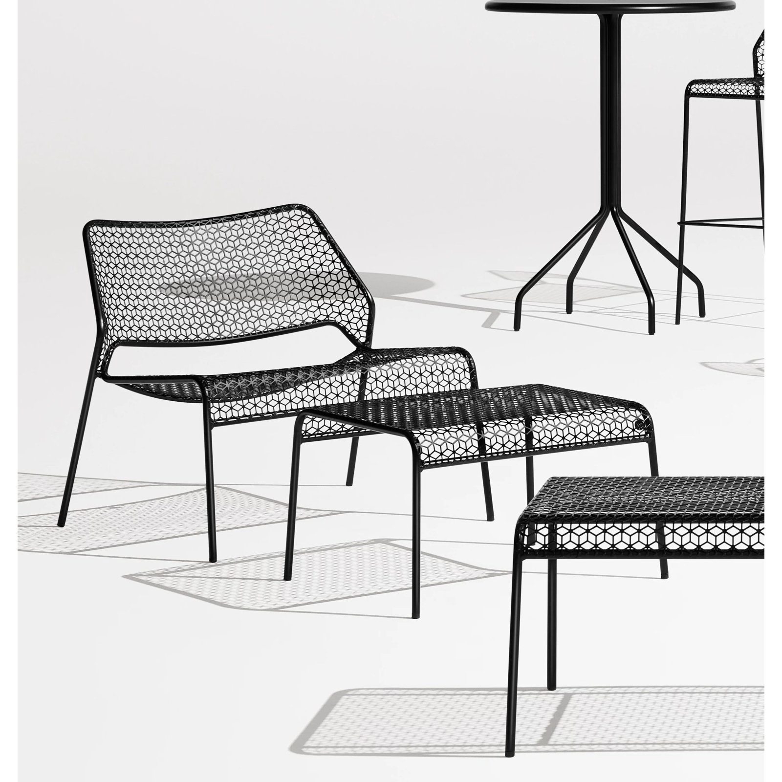 Hot Mesh Steel Armless Outdoor Lounge Chair, Black