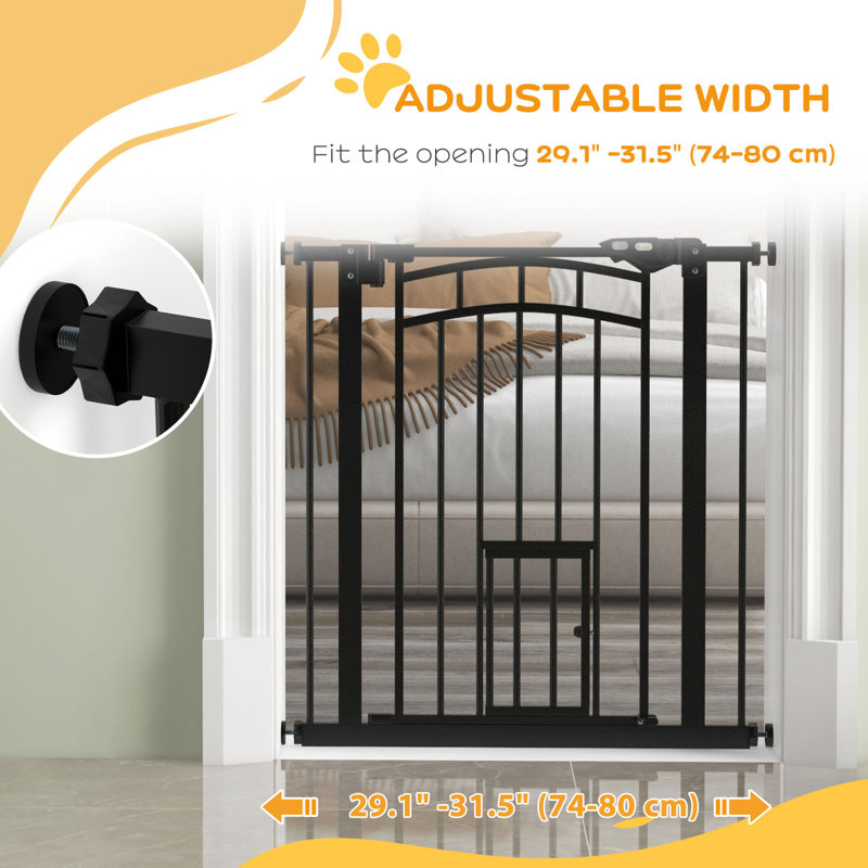 Barrière murale pour animaux Enoc, H 29,9 po x l 31,5 po x P 1,6 po, Noir