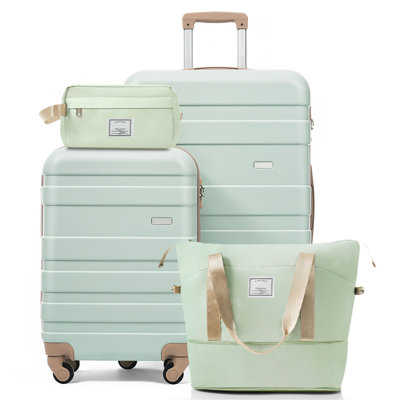 Ensemble de 4 valises 4 pièces - 20 pouces bagage à main, 28 pouces à carreaux avec sac de voyage