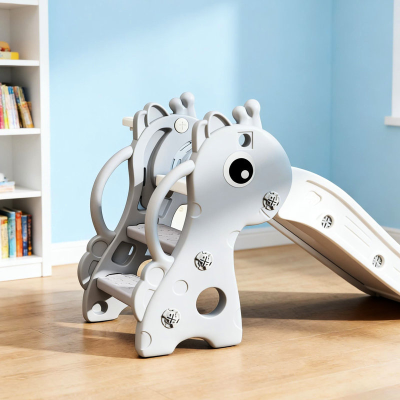 Glissade avec grimpeur et fonction, conception girafe, marches antidérapantes, mains courantes, matériau, assemblage simple, convient aux enfants de 1 an et plus
