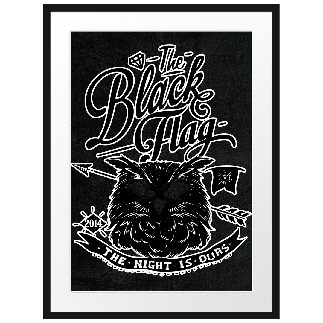 Gerahmtes Poster The Black Flag Owl Black