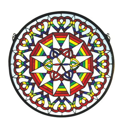 Rainbow Expression Medallion Stained Glass Window Panel