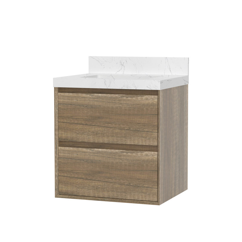 Meuble-lavabo moderne 24 po avec comptoir et lavabo en pierre reconstituée