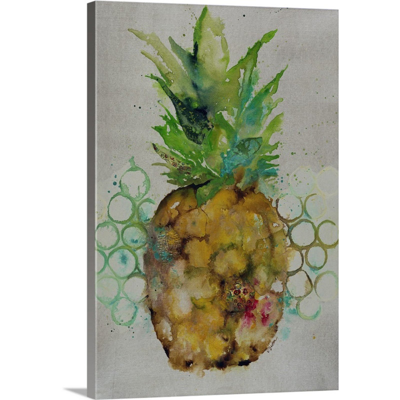 « ananas rain », peinture sur toile, Toile tendue, H 36 po x l 24 po x p 1,25 po