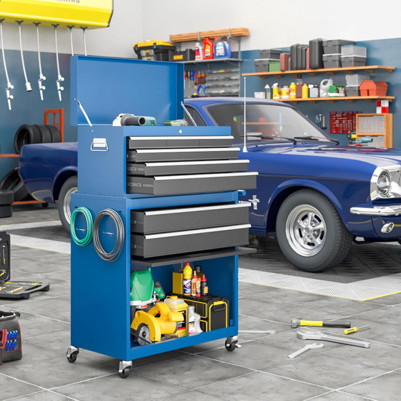 Coffre à outils, coffres à outils et armoires à 8 tiroirs, Bleu
