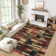 Modern Geometric Machine Washable Rug with Non-Slip Backing Non-Shedding Contemporary Accent Carpet Soft Low Pile Floor Cover for Living Room