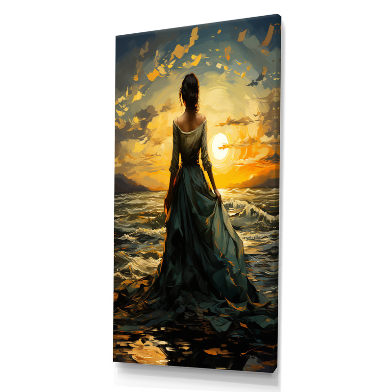 «Woman Reverie Dawns Awakening» - art mural mode, Toile tendue, H 60 po x l 28 po x P 1,5 po