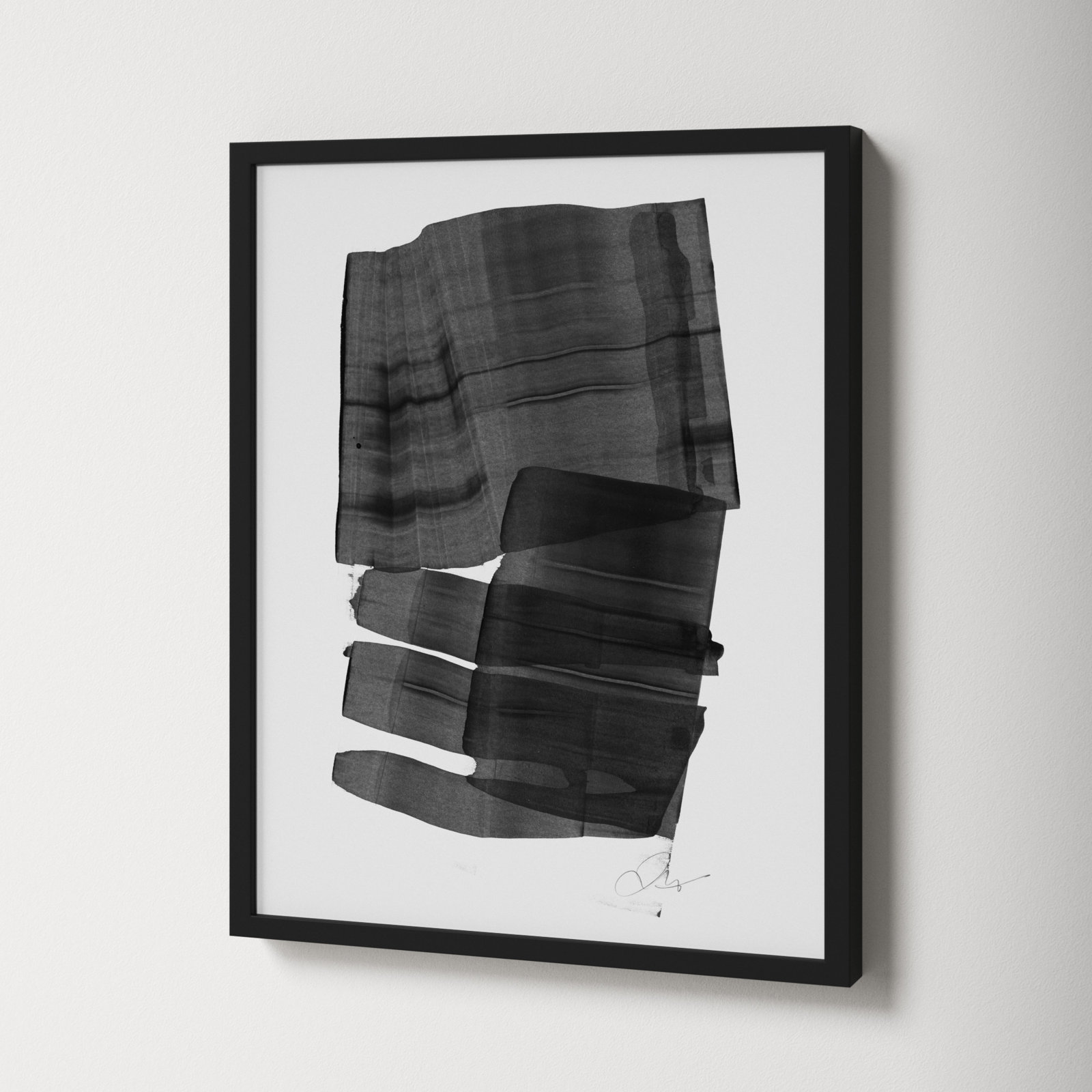 Brushstroke 5 by Jacques Pilon, 20" H x 16" W x 1.25" D, Black