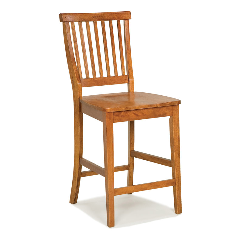Tabouret de bar et de comptoir en bois massif Carlous, Chêne vieilli, Tabouret de comptoir (assise de 24 po de hauteur)