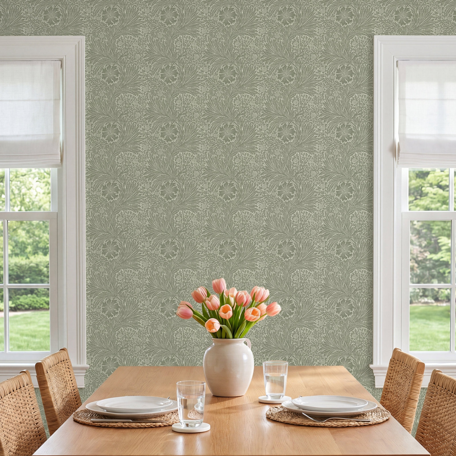 Floral Wallpaper, Sage