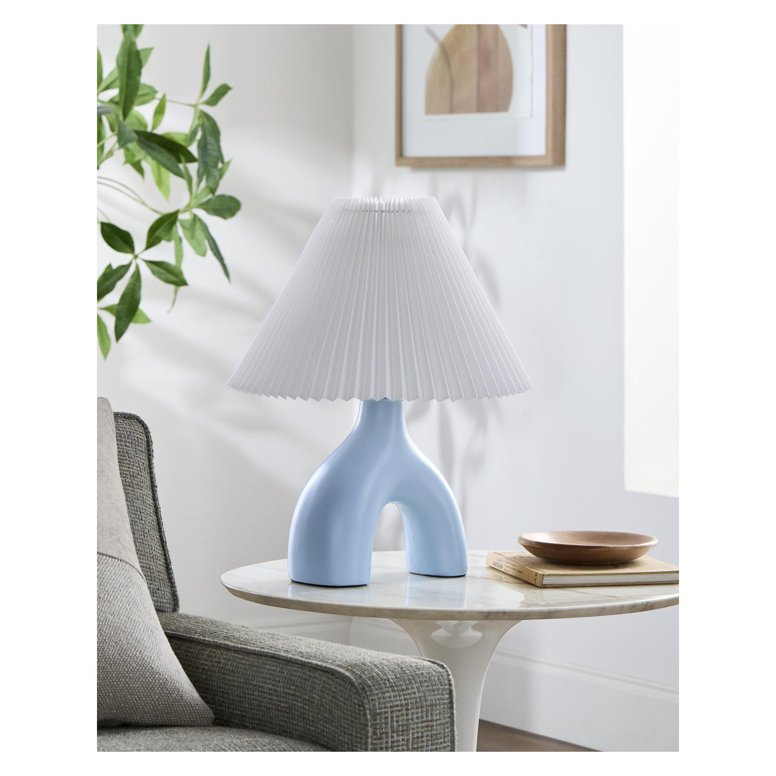 Celes Table Lamp, Baby Blue, White