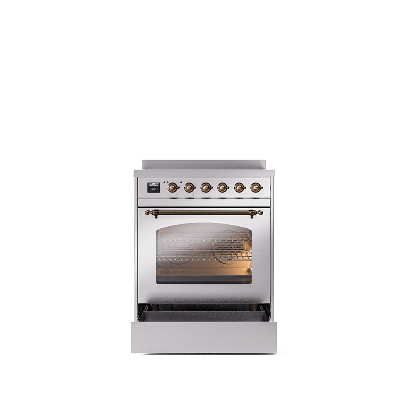 ILVE Nostalgie II 30 in Induction Range, Stainless Steel/Bronze