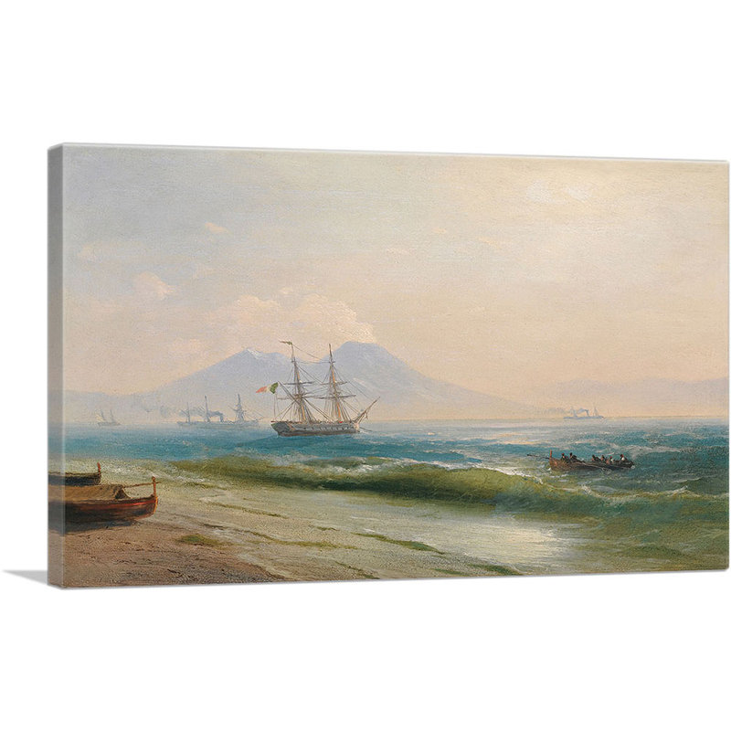 Vue du mont Vésuve 1878 par Ivan Aivazovsky - reproduction d'art sur toile tendue, H 12 po x l 18 po x P 0,75 po