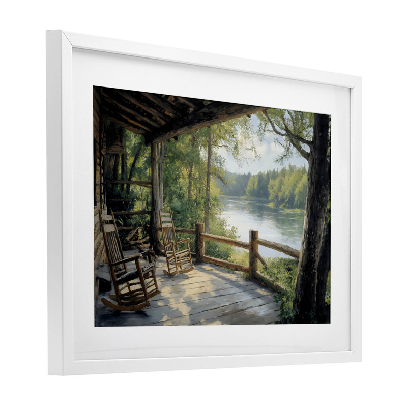 «Nature Cabin Views», reproduction encadrée sous verre, conception de Franklyn Gregory, H 14 po x l 20 po, Cadre blanc côtier