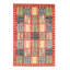 Tapis orange / bleu / vert noué à la main de conception unique 6 pi 6 po x 9 pi 8 po Anngela
