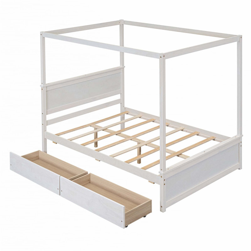 Full Size Canopy Bed With Drawers, 2 Drawers