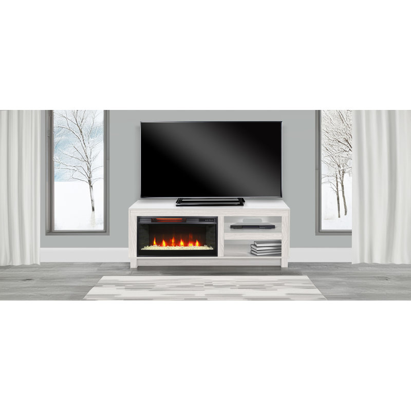 Console multimédia 56 po avec foyer électrique , Blanc
