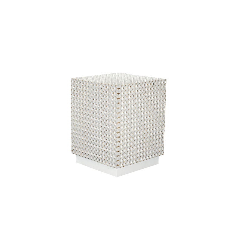 Élégante table d'appoint carrée blanche 24 po de hauteur 18 po