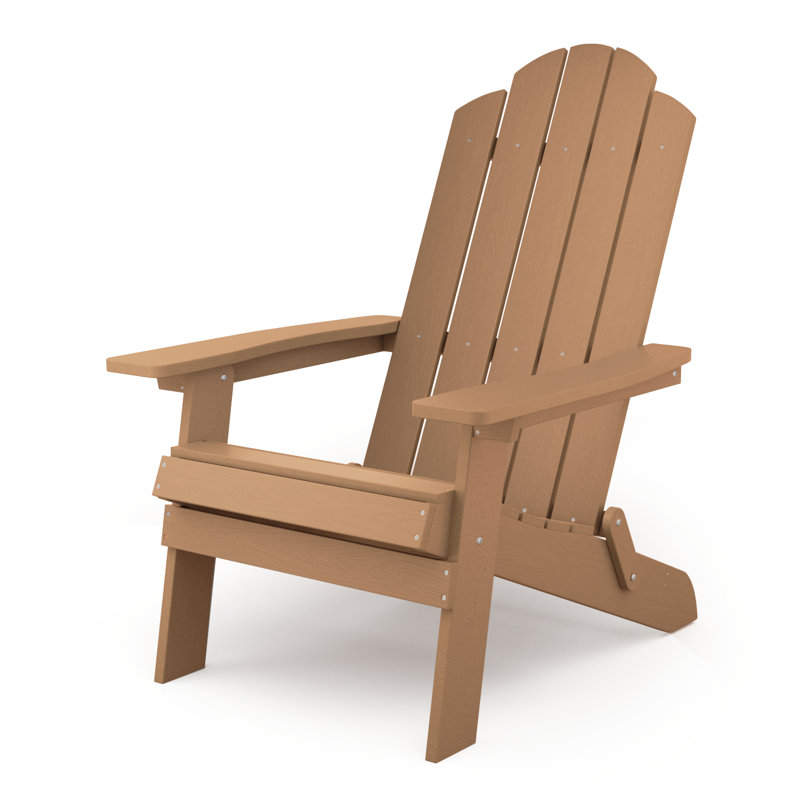 Mailloux Outdoor Folding Plastic Adirondack Chair, Teak