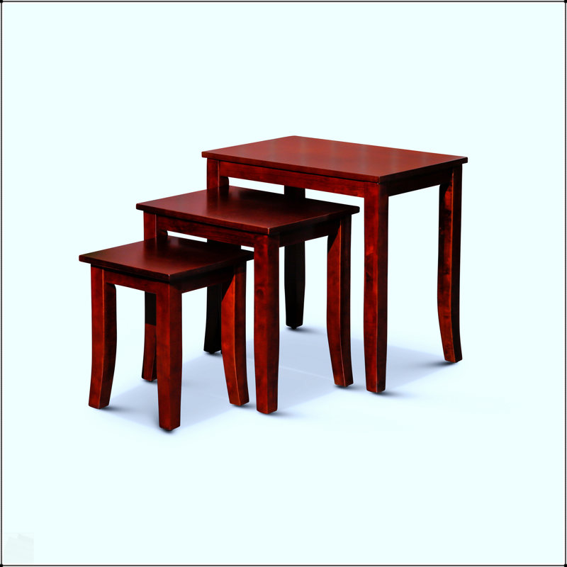 Ensemble de tables gigognes 3 pièces au fini cerisier, polyvalent et élégant pour les espaces de vie modernes