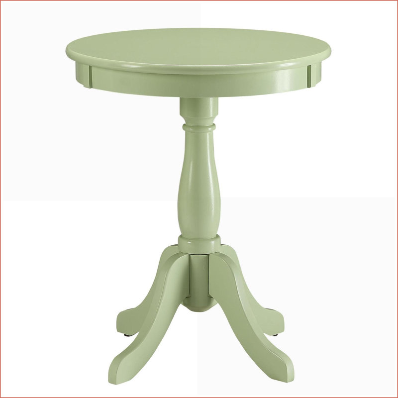 Table basse de style chalet vert clair avec piédestal tourné - peu encombrante pour les petits salons, Vert