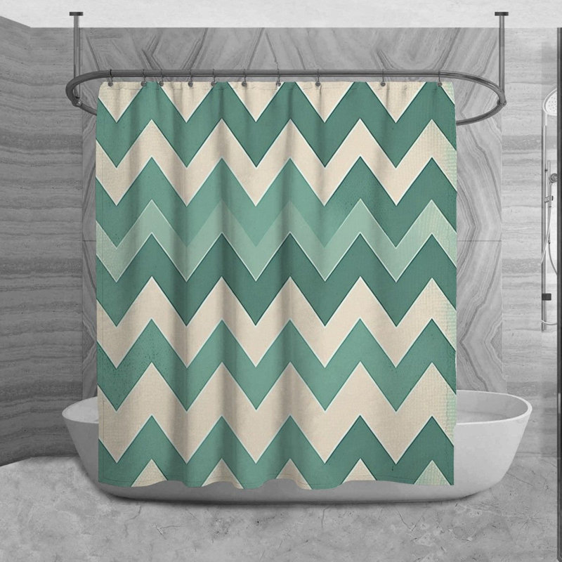 Rideau de douche Winhall, H 73 po x l 70 po, Vert / Turquoise