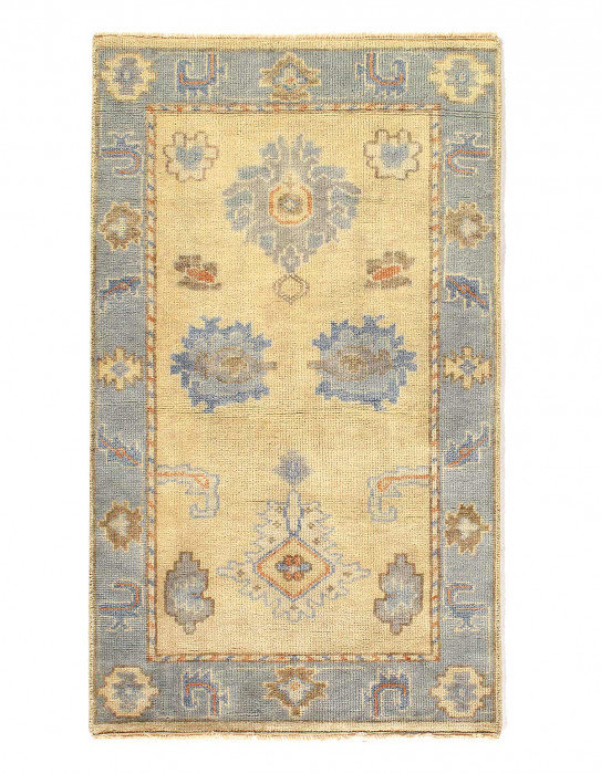 Tapis Oushak fin noué à la main 3 pi x 5 pi 2 po