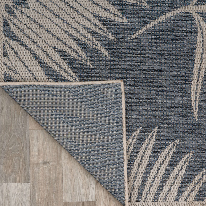 Dowd Floral Blue/Gray/Ivory, Indoor & Outdoor Area Rug, Runner 2'3" x 10'