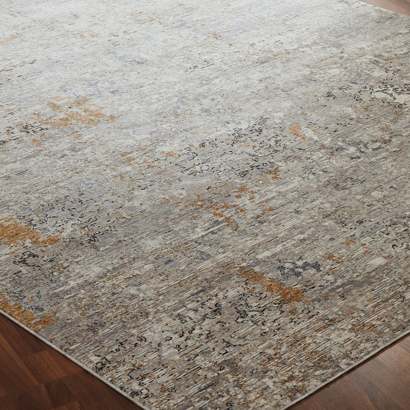 Tapis gris à motif abstrait Hemingford, Tapis de couloir 2 pi 6 po x 12 pi, Gray