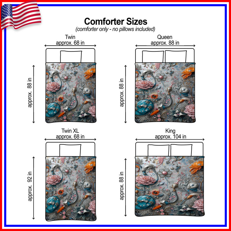 Floral Birds Fantasy Comforter, Twin Extra Long
