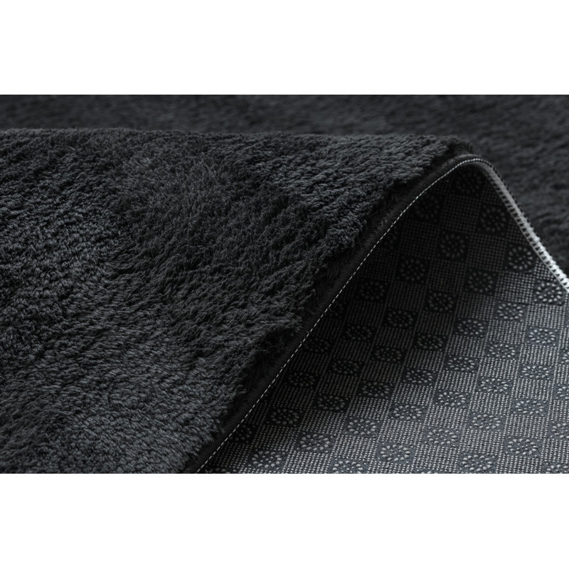 Pacificia Solid Colour Area Rug, Rectangular 80cm x 150cm, Black