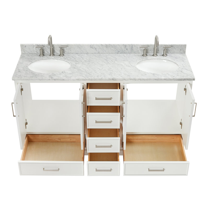 Ensemble de meuble-lavabo double avec dessus Abita 61, Blanc