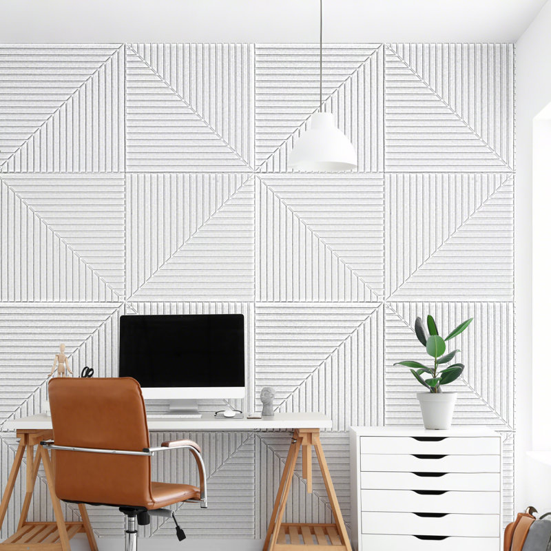 Lot de 6 panneaux muraux acoustiques 60 x 60 cm (23,6 po x 23,6 po), panneaux décoratifs absorbant le son en fibre de polyester pour studio, chambre, bureau, cinéma maison