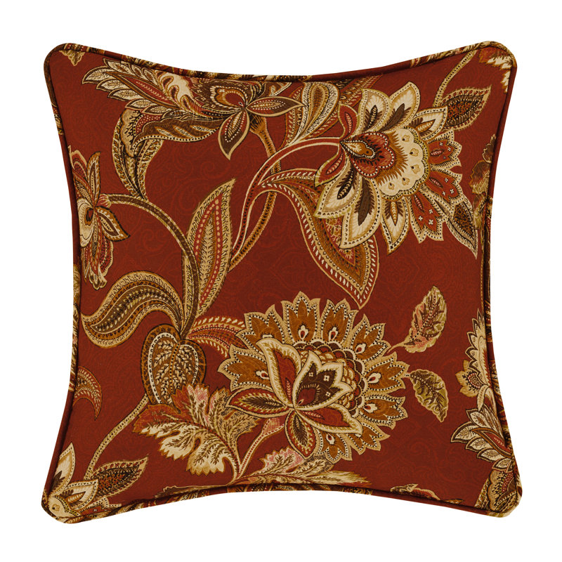 Montecito Black and Beige Floral Square Throw Pillow