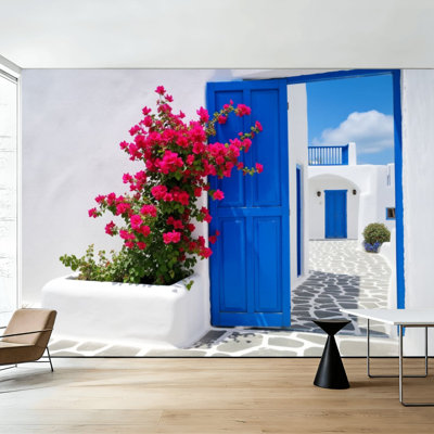 Peel and Stick Wallpaper Wall Mural Traditional greek house Santorini island Greece Wall Art Self Adhesive and Removable
