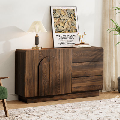 Buffet de 55 po avec tablette réglable et 3 tiroirs pour la cuisine, la salle à manger et le salon