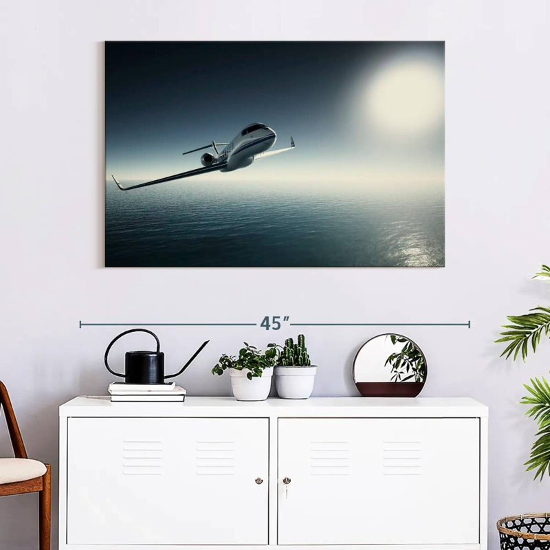 Jet privé sur toile, H 26 po x l 39 po x P 1,25 po