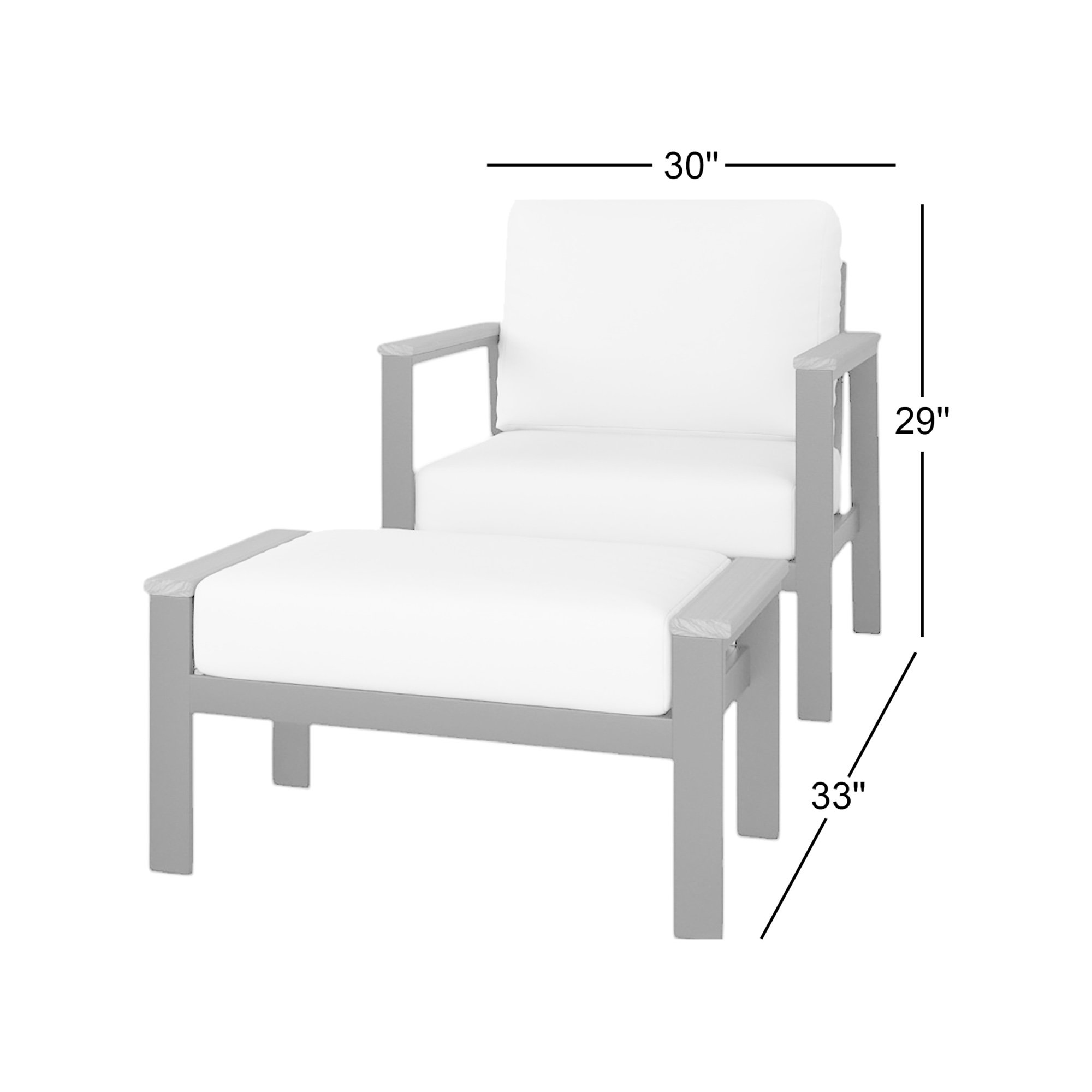 Townsend Patio Chair Sunbrella Cushions and Ottoman, Canvas Navy Sunbrella® Canvas