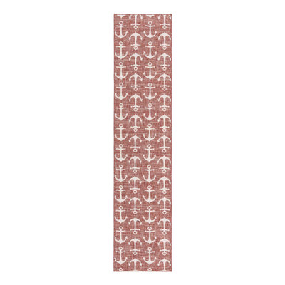 Tapis d'intérieur / extérieur en plastique tissé à la machine en rouge / ivoire