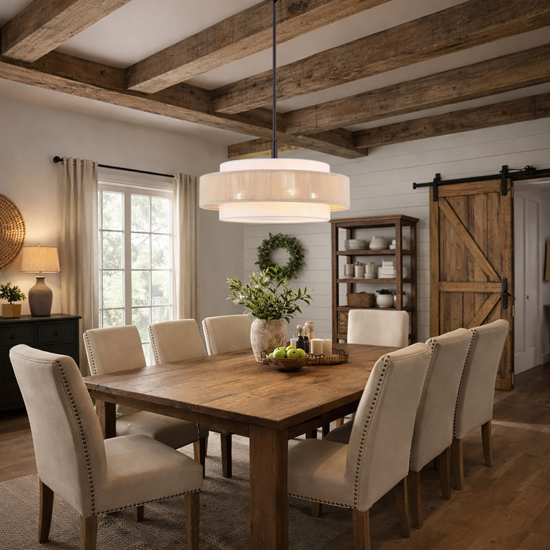 Reenat 5-Light Dimmable Drum Chandelier , Bronze