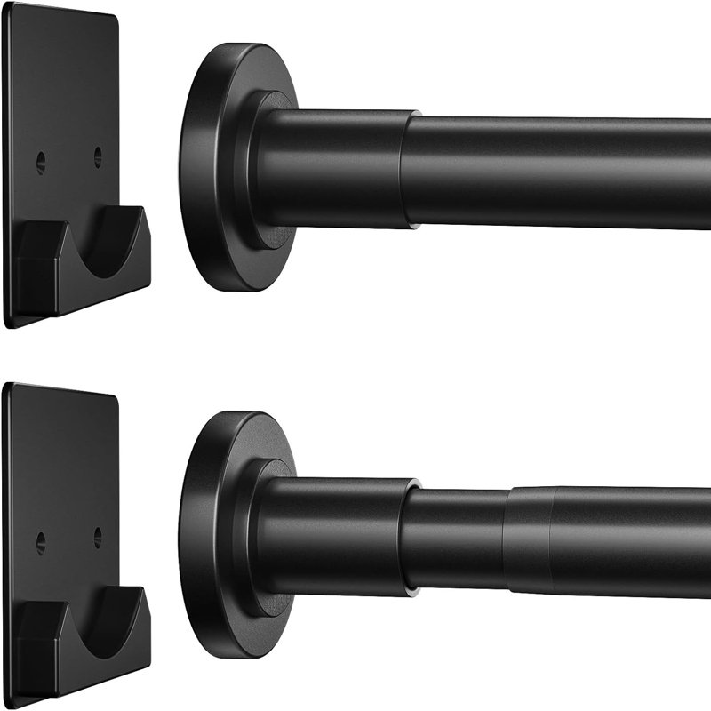 Tringle de rideau de douche noir mat Didadi, Noir mat