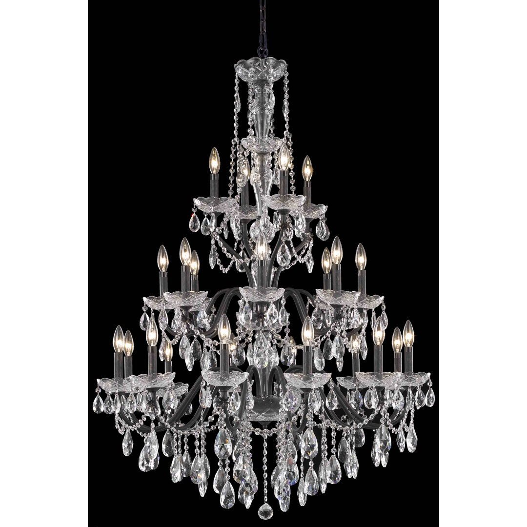 Dagmar 24 - Light Glass Dimmable Tiered Chandelier Willa Arlo™ Interiors Crystal 