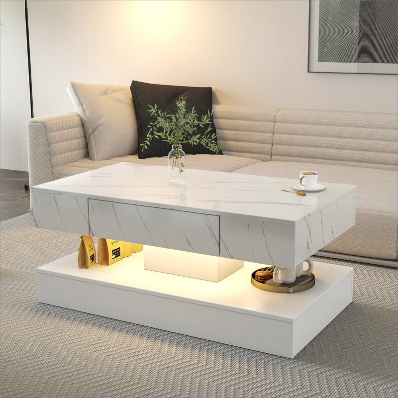 Table basse à DEL ultrabrillante, Blanc
