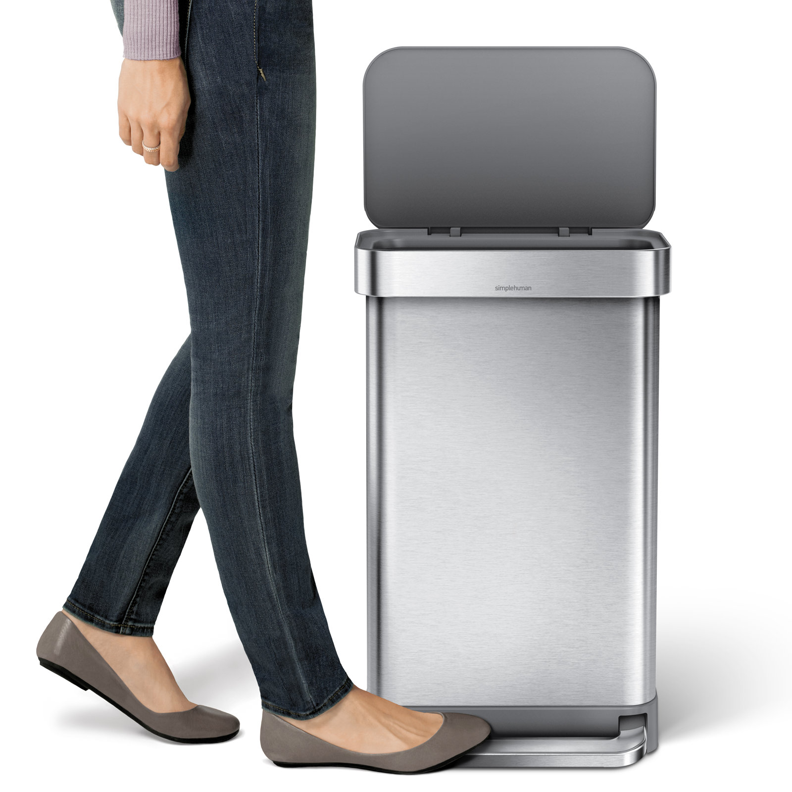 simplehuman 12gal Step-On Trash Can