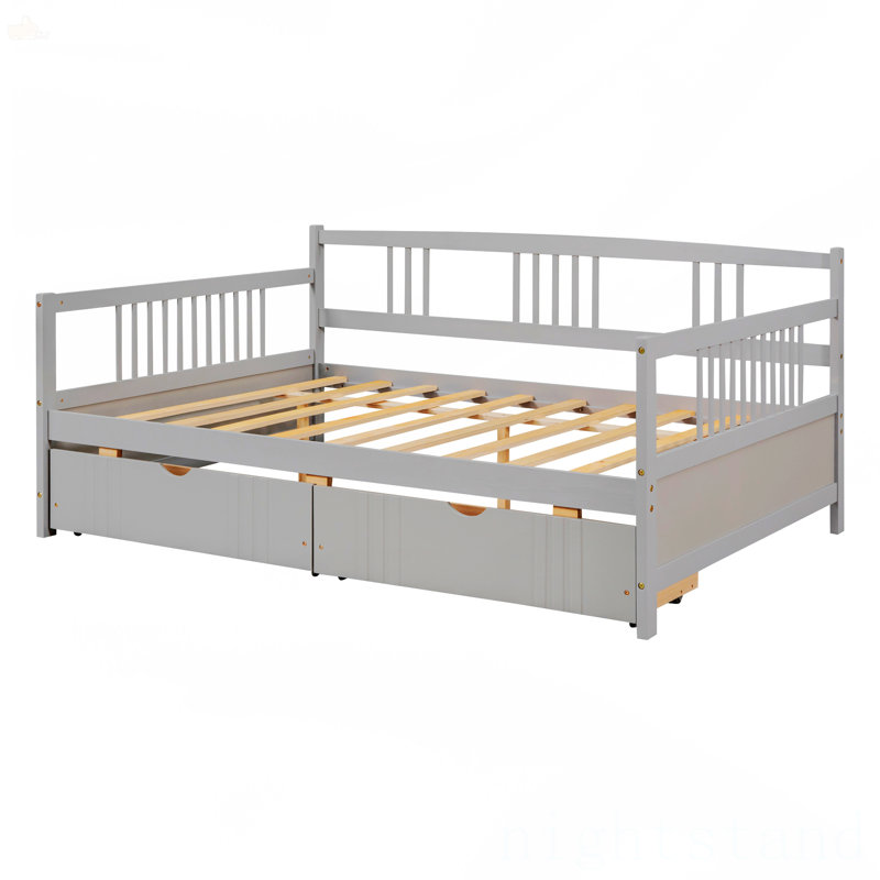 Full Size Daybed Wood Bed With Two Drawers