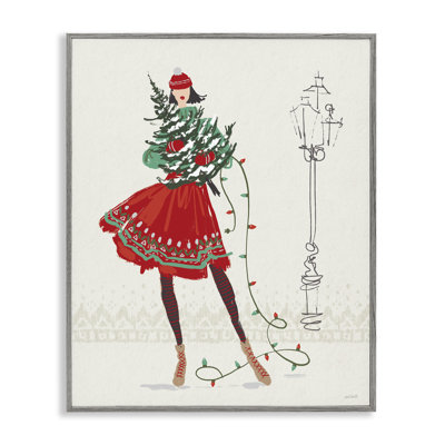«Festive Fashion Girl», art de la giclée encadrée par Anne Tavoletti