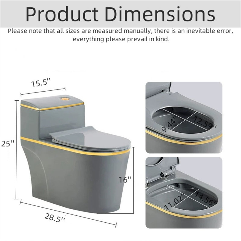 Grey Gold Dual Flush Silent Odor Proof Toilet (Seat Included)