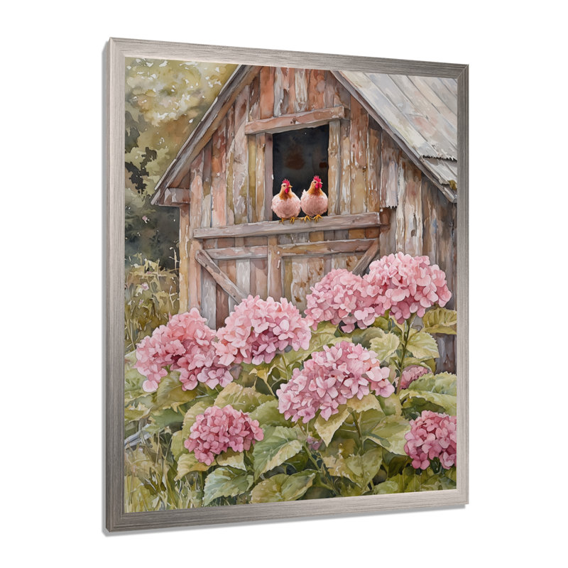 Drayvon - Floral Canvas Wall Art, Argent argent, H 44 po x l 34 po, Picture Framed