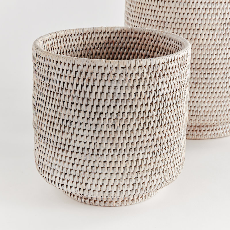 Rattan Cachepot, White